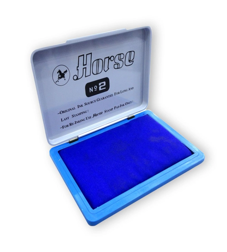 Tampon BLEU encreur Horse No.2, qualité professionnelle, empreinte nette et durable pour usage quotidien.
