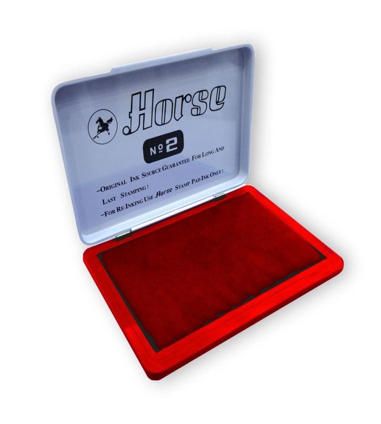 Tampon ROUGE  encreur Horse No.2, qualité professionnelle, empreinte nette et durable pour usage quotidien.