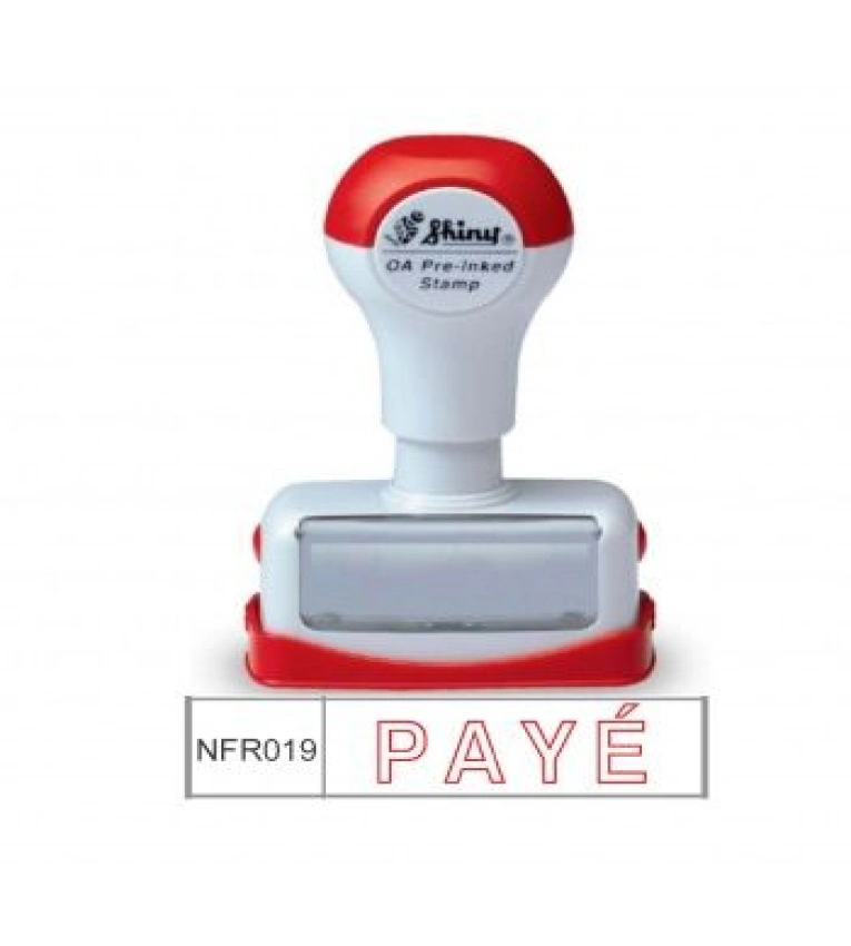 Tampon automatique pré-encré avec la mention « PAYÉ », idéal pour valider factures et documents administratifs.