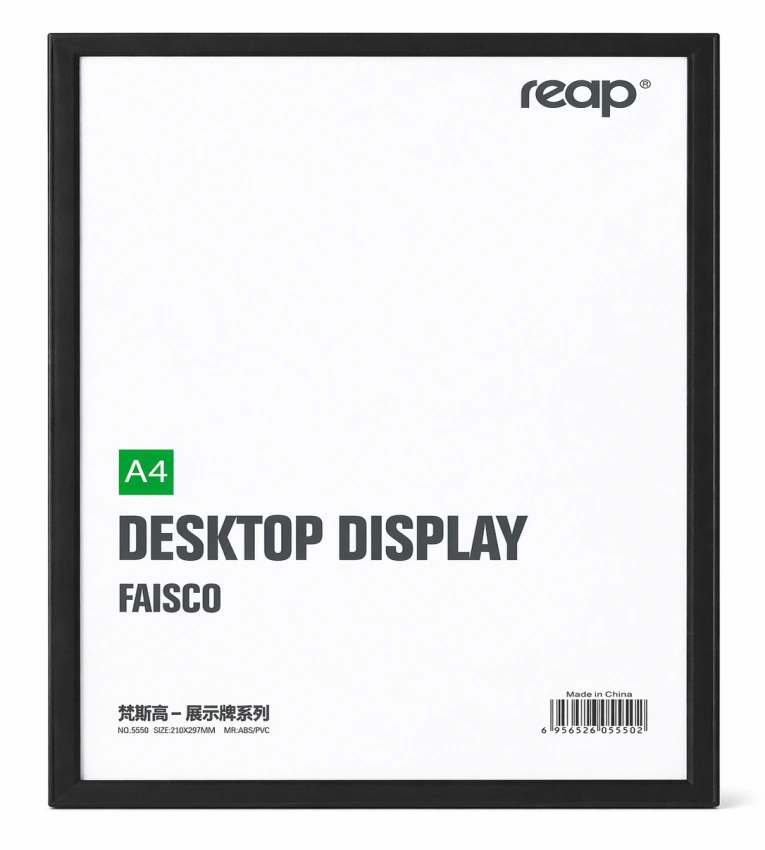 Support publicitaire A4 en plastique transparent, idéal pour afficher vos documents, menus ou promotions de manière claire et professionnelle