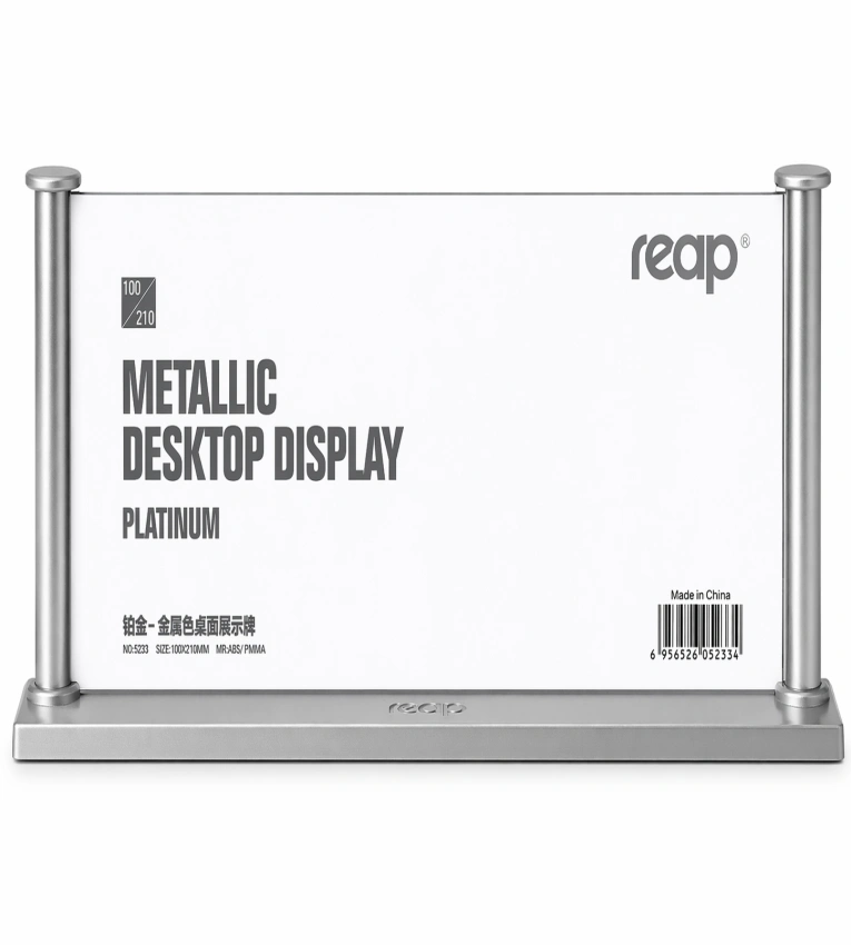 Chevalet de bureau en plastique transparent, idéal pour afficher informations, noms ou promotions avec clarté et professionnalisme