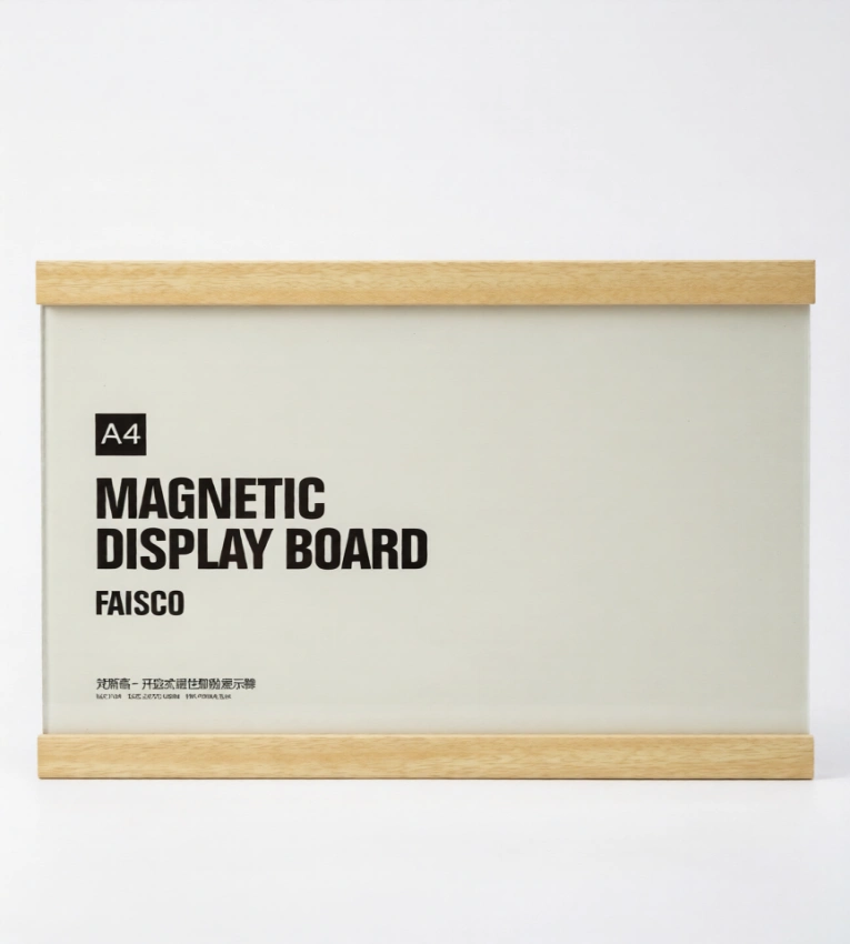 Support A4 magnétique avec cadre en bois, idéal pour menus, affiches et promotions