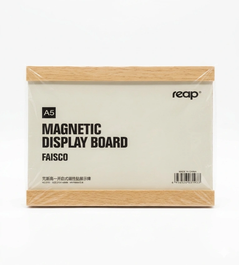 Support A5 magnétique avec cadre en bois, idéal pour menus, promotions et informations