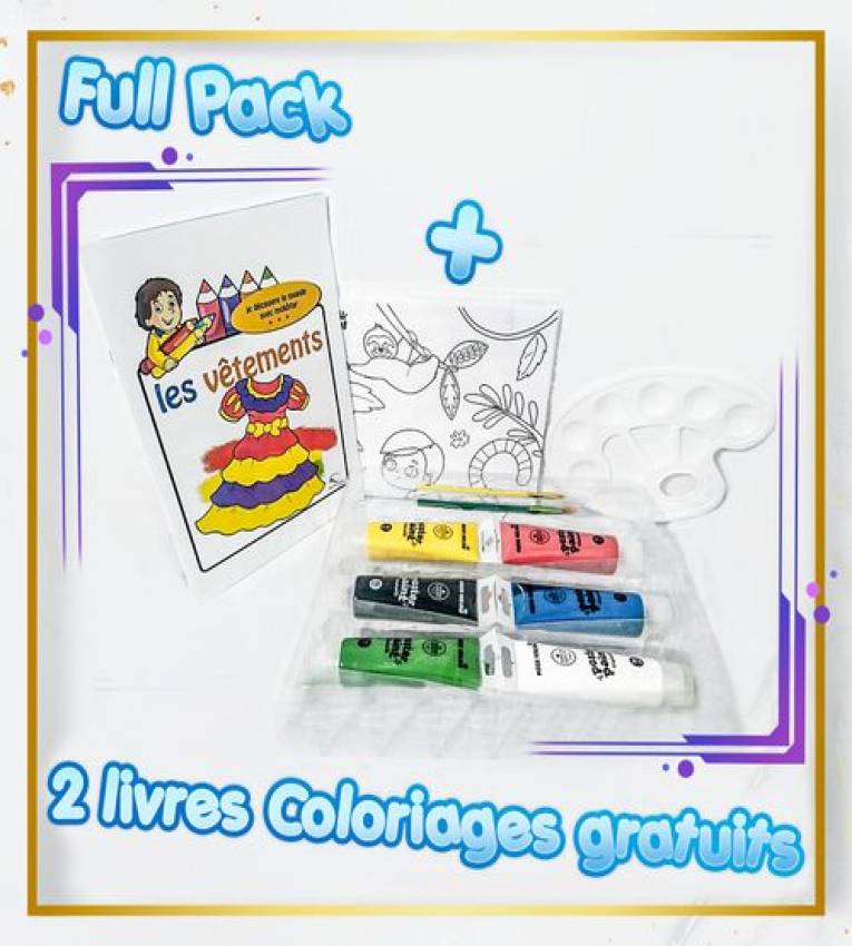 Coffret de peinture pour les enfants + 2 Livre de Coloriage