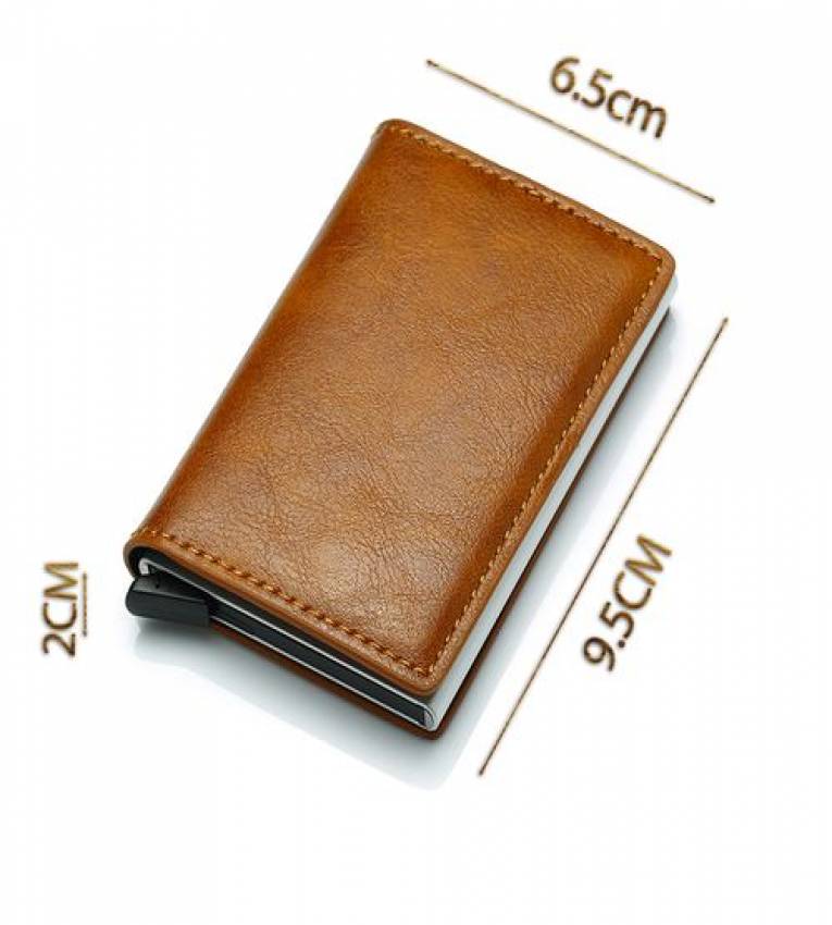 Marron Portefeuille Avec Fermoir Cuir Vrai Carte Bancaire Rfid Protection