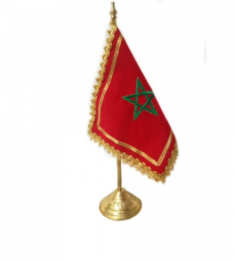 41cm Drapeau marocain de Bureau en Cuivre