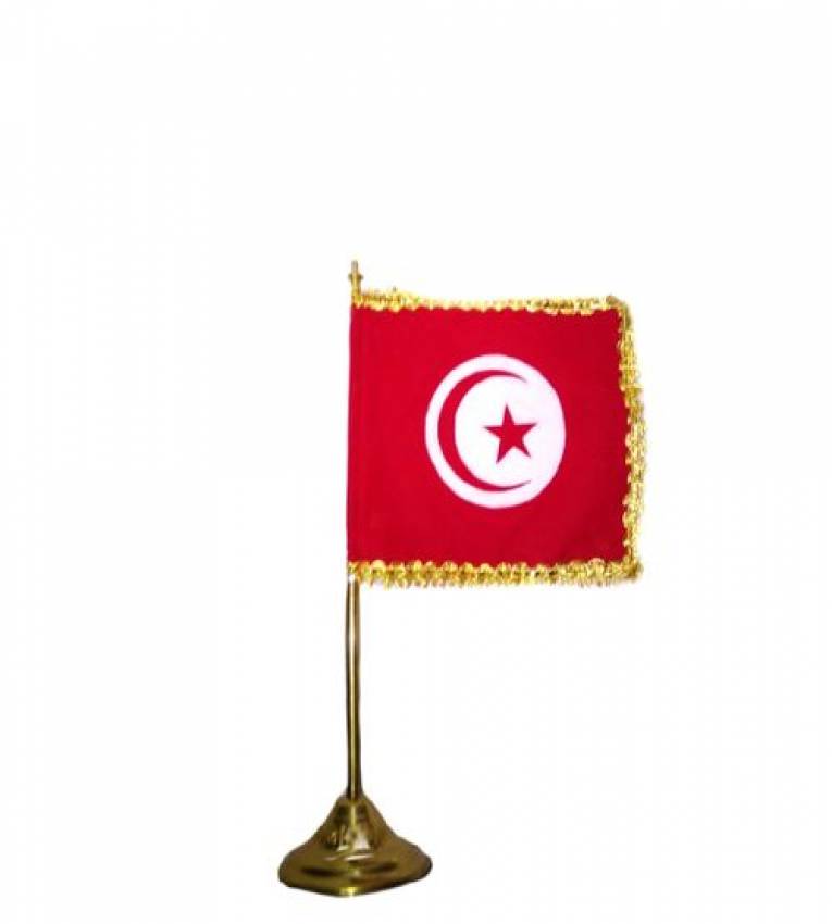 41cm Drapeau  tunisie de Bureau en Cuivre