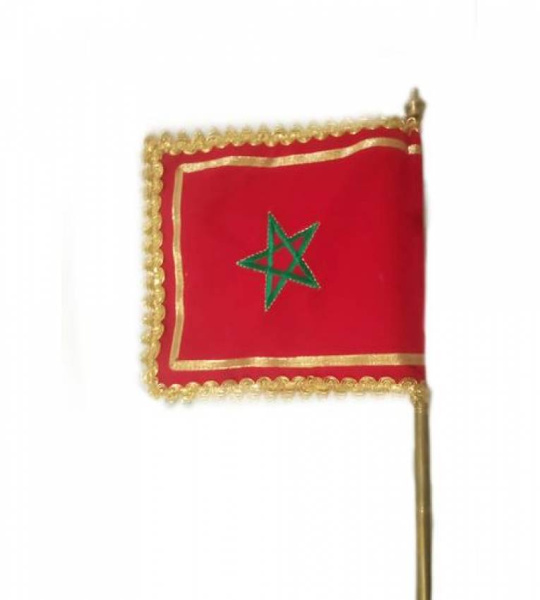 Drapeau 32cm marocain de Bureau en Cuivre