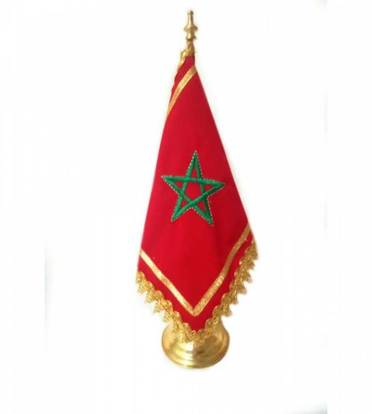 Drapeau 32cm marocain de Bureau en Cuivre