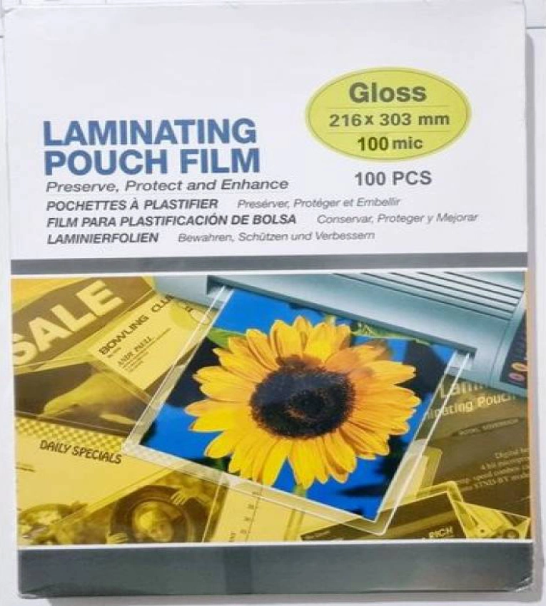 Pochettes de plastification Brillant  A4 (303 x216 mm) 100 mic -100 pièces
