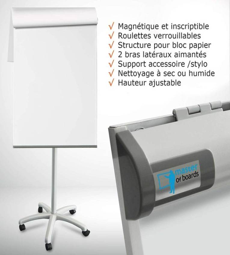 Tableau magnétique chevalet de 100 cm de largeur et 70 cm de hauteur.