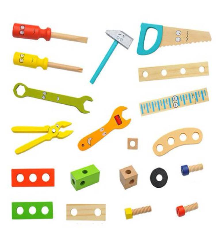 Boîte à outils en bois Ensemble de charpentier dans un étui de transport