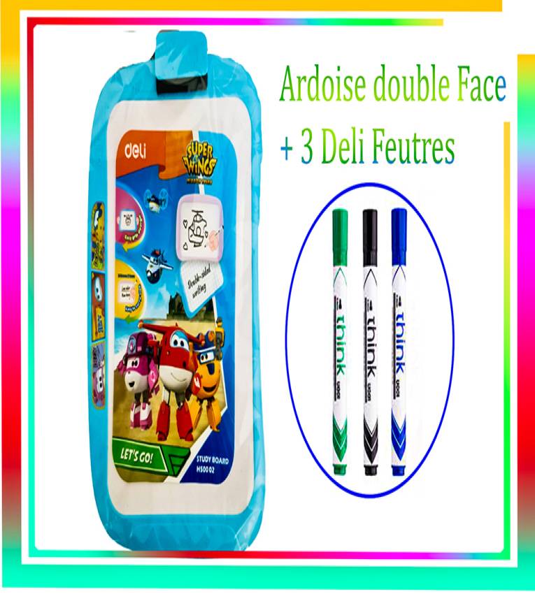Tableaux Double Face éducatif (dessin et écriture) pour les enfants, Ardoise + 3 feutres