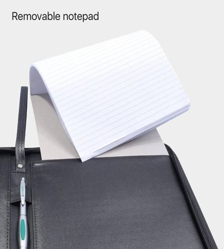Porte Documents A4 en Cuir ,calculatrice + ipad et note poches + stylo gratuit