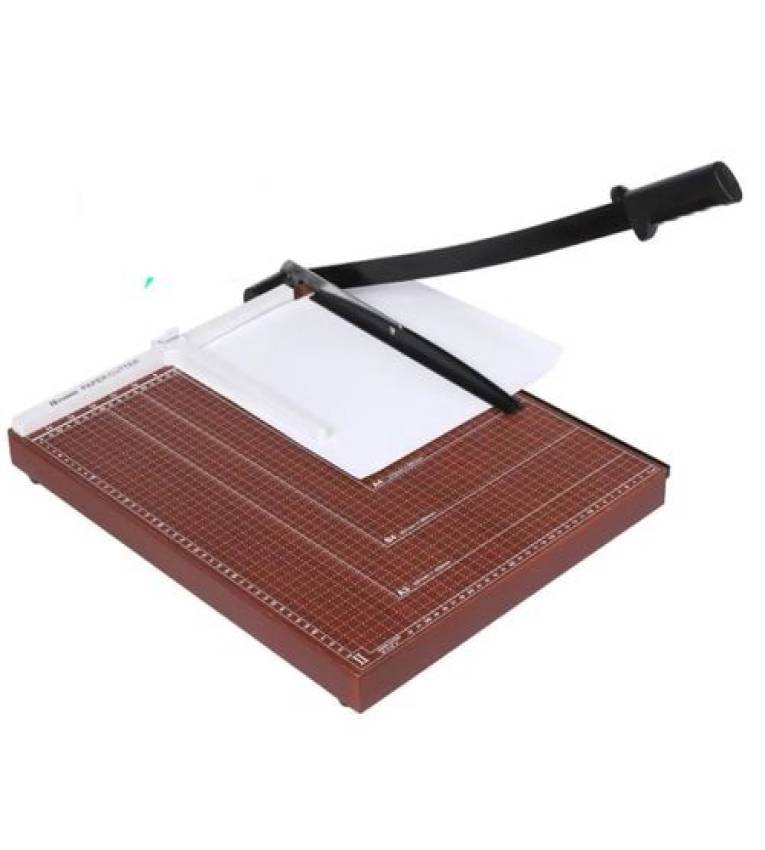 massicot A4, avec pince automatique, guide réglable, base en bois