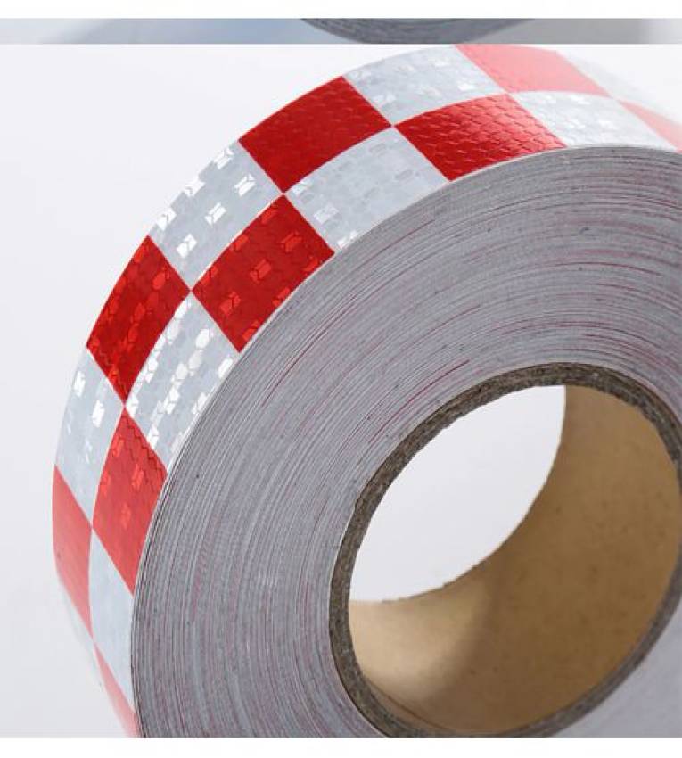 Bande réfléchissante de sécurité réfléchissant 50m x 5cm carré Rouge et Blanc