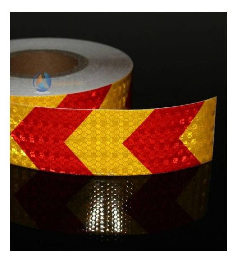 Ruban Bande réfléchissante de sécurité réfléchissant 50m x 5cm Rouge et Jaune