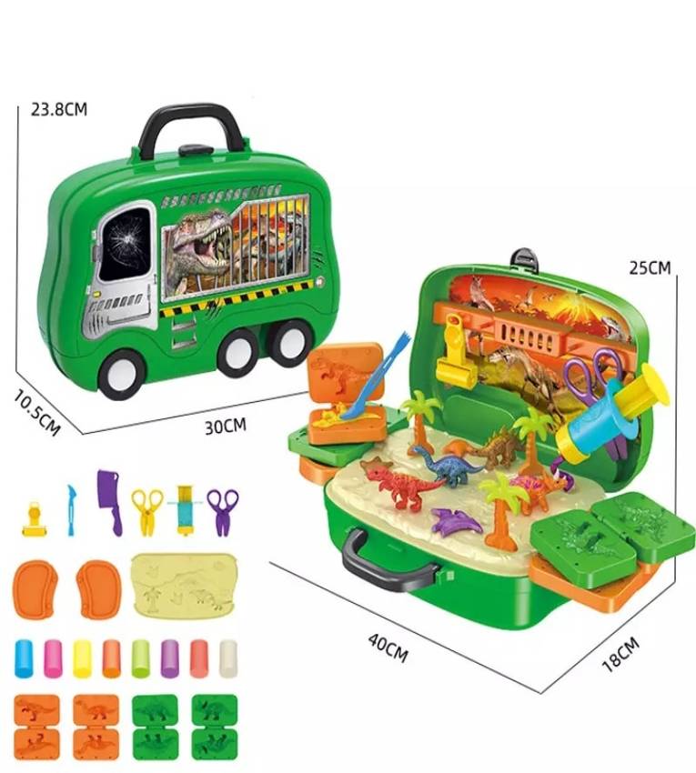 Mallette Pâte à Modeler avec Moules Dinosaures - Jouet Créatif pour Enfants