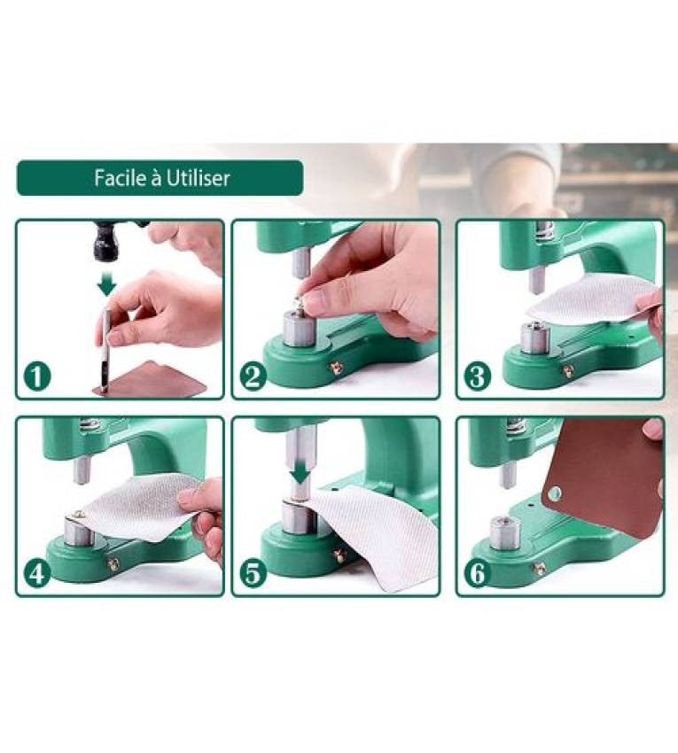 Machine de presse ,Machine à Œillets Manuelle à Pression avec 100 Œillets et 3 Matrices Inclus pour fixer les œillets sur tissu, cuir et plastique