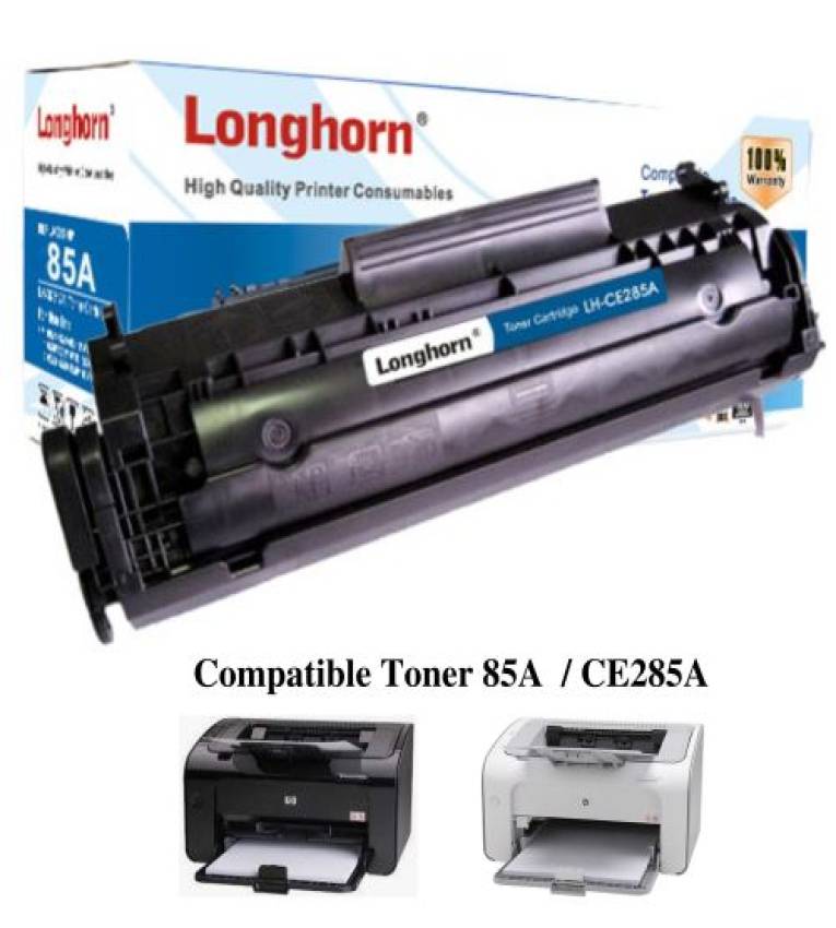 Toner 85A Longhorn Noir Compatible + Ramette papier A4 double A 80g Gratuit