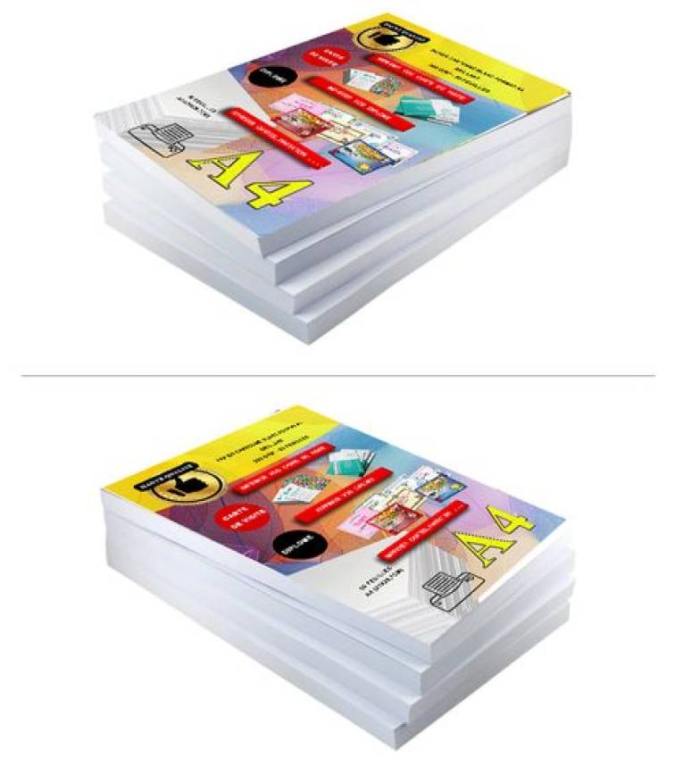 Papier A4 cartonné Brillant 300g (210x297 mm)  -Pack 50 Feuilles