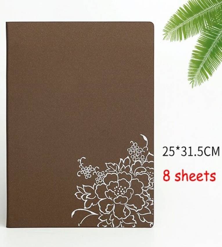 Porte-menu gris classique marron en similicuir 14 larges A4
