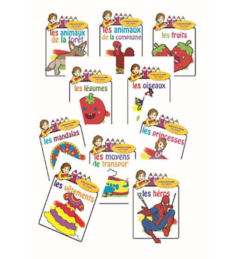 Pack de 10 Livres Educatif de Coloriage Enfant + Crayon de Couleur