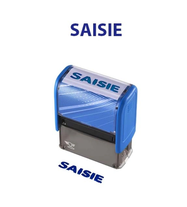 Tampon pratique de haute qualité pour une impression nette de la mention SAISIE , empreinte claire avec encre bleue durable.