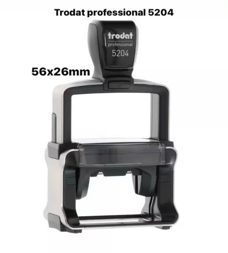 Tampon métallique  56x26mm Trodat Professional 5204, idéal pour cachets d’entreprise avec une empreinte nette et professionnelle.