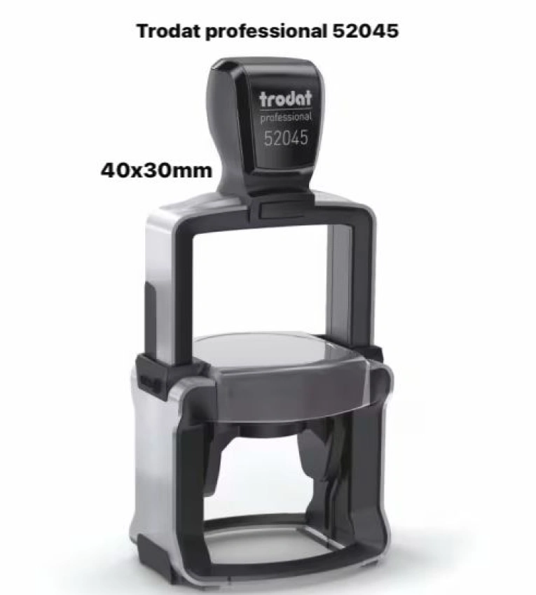 Tampon métallique Trodat Professional 52045 format 40×30 mm, idéal pour cachets d’entreprise avec une empreinte nette et professionnelle.