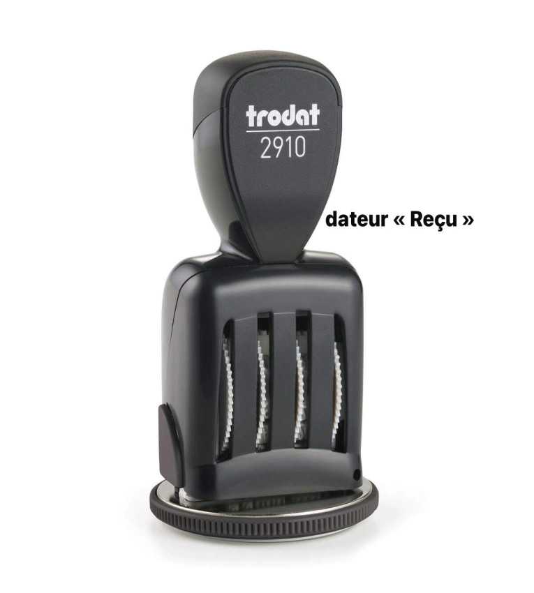 Tampon dateur « Reçu » Trodat 2910, pratique et facile à utiliser, idéal pour marquer la date de réception sur vos documents administratifs.