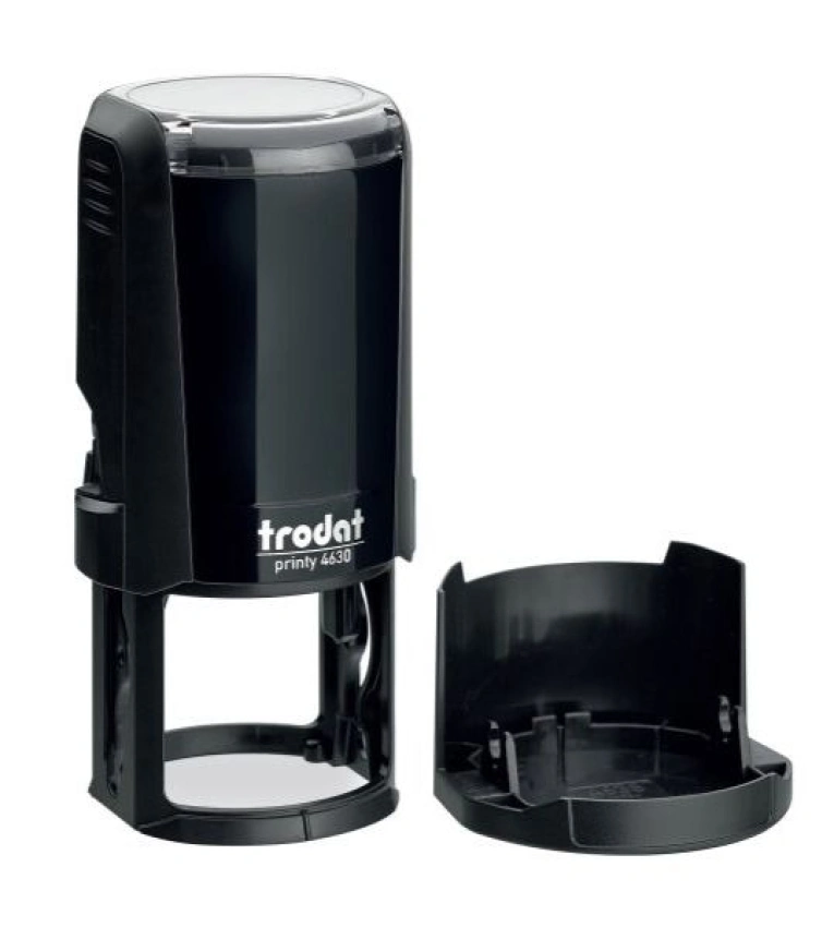 Tampon rond automatique Trodat 4630 diamètre 30 mm, idéal pour cachets officiels et logos avec une empreinte nette et professionnelle.