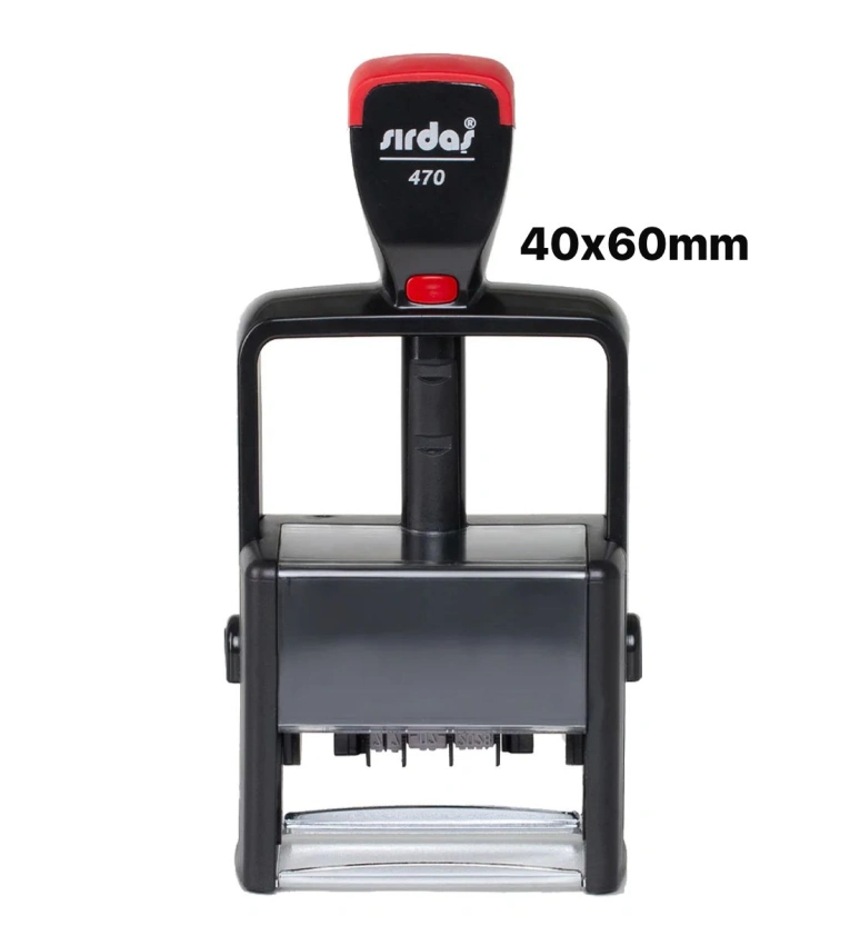 Tampon 40X60mm automatique Sirdas 470, idéal pour cachets officiels et logos avec une empreinte nette et professionnelle.