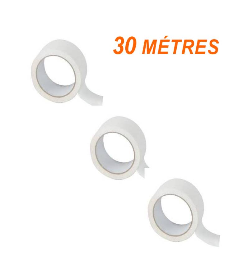 Lot 3 Scotchs Emballages Rouleau adhésifs Silencieux 30 mètres x 48mm - Couleur Blanc